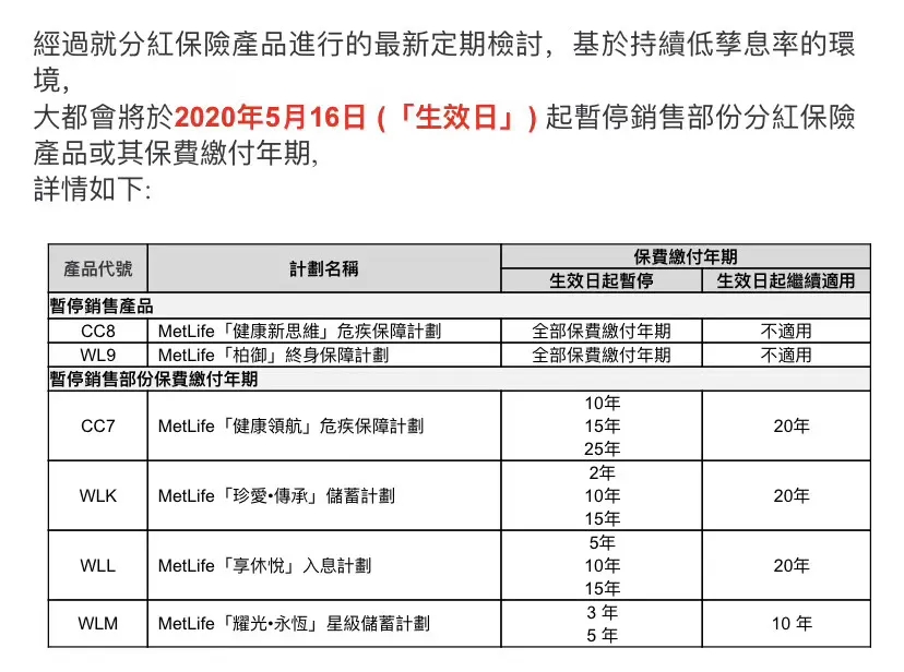 香港大都会 耀光永恒 储蓄险3年缴和5年缴即将停售