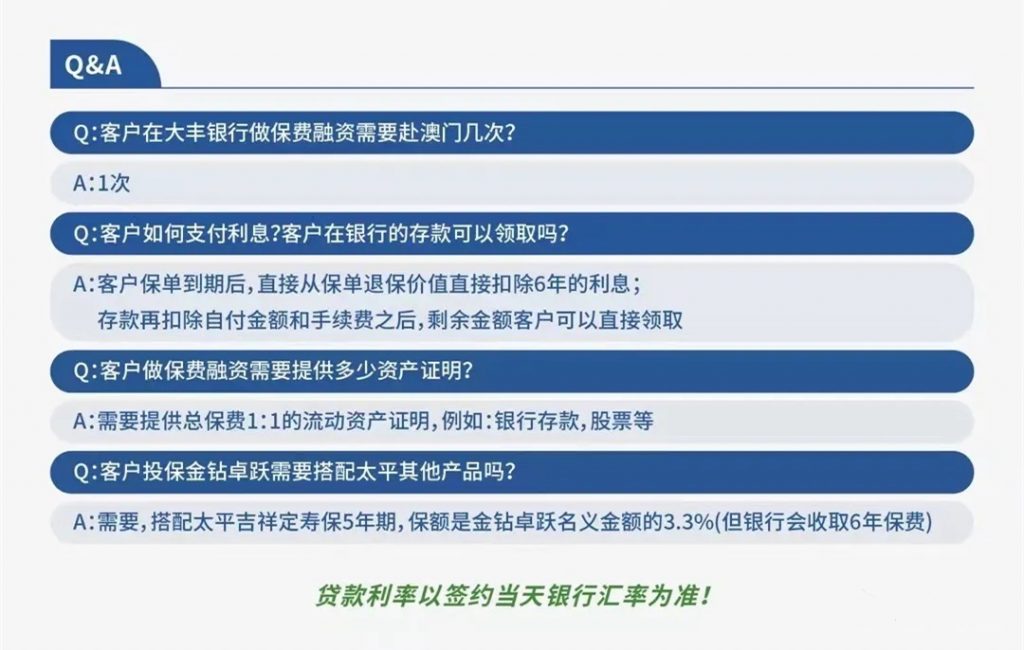 澳门太平金钻卓跃低息融资保单！6年期套利收益年化复利近8%！中短期稳健产品首选！