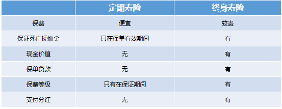 定期寿险 VS 终身寿险