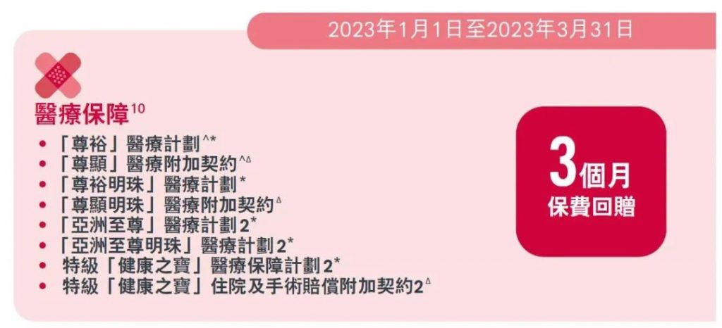 香港保险2023第一季度投保优惠活动